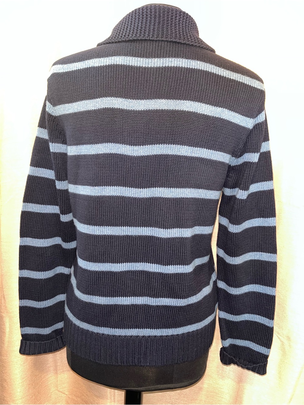 Lauren Ralph Lauren Navy and Light Blue Striped Turtleneck Sweater - Picture 2 of 10